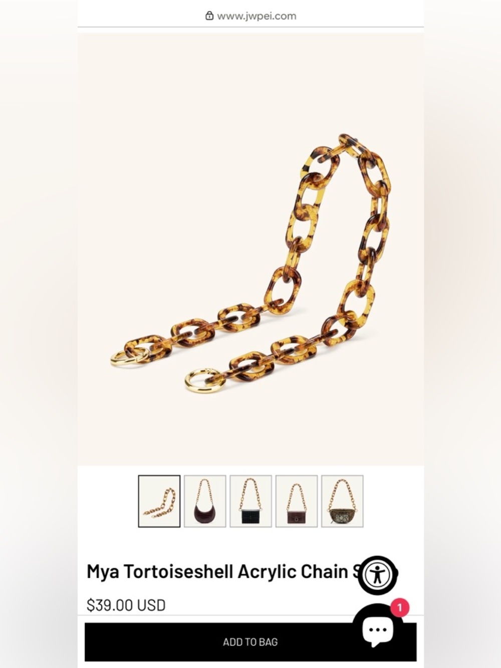 JW PEI Mya Tortoiseshell Acrylic Chain Strap - Brown/Gold